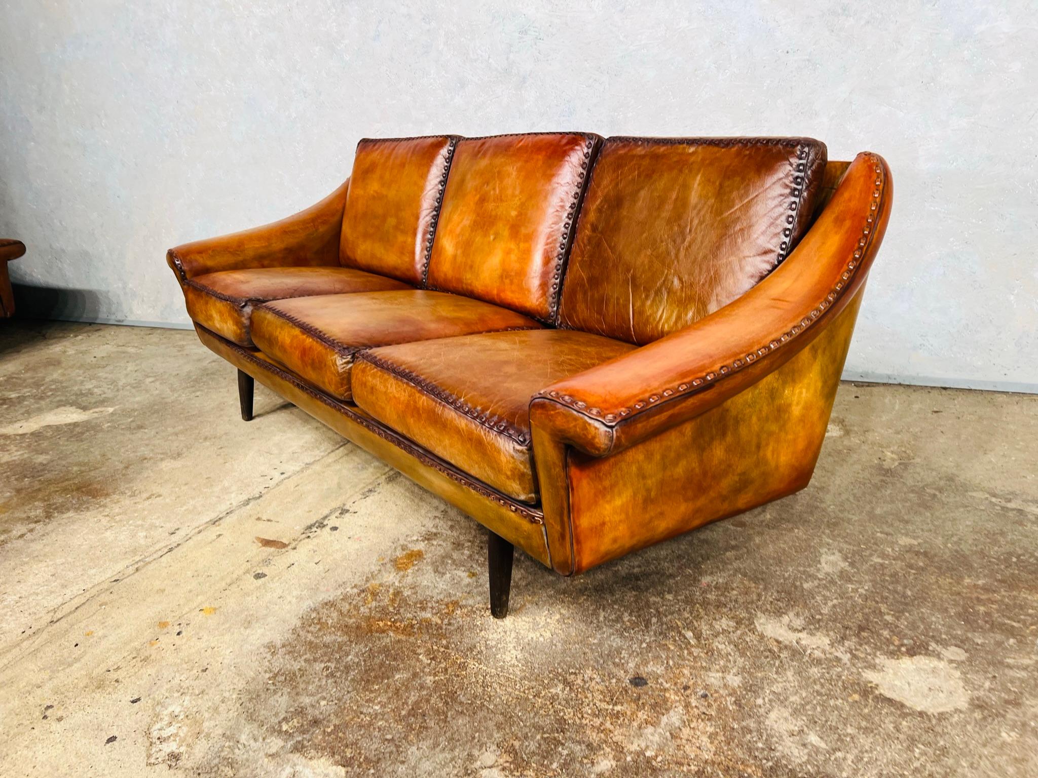 Matador Leather 3 Seater Sofa by Aage Christiansen for Eran 1960s #642 For Sale 7