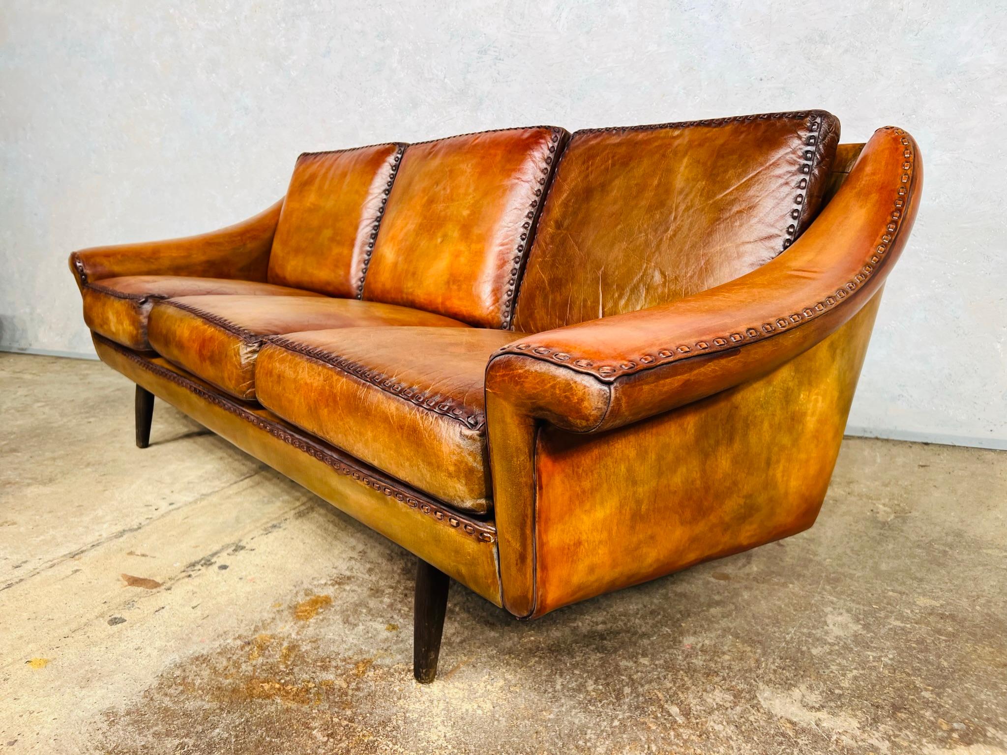 Matador Leather 3 Seater Sofa by Aage Christiansen for Eran 1960s #642 For Sale 8