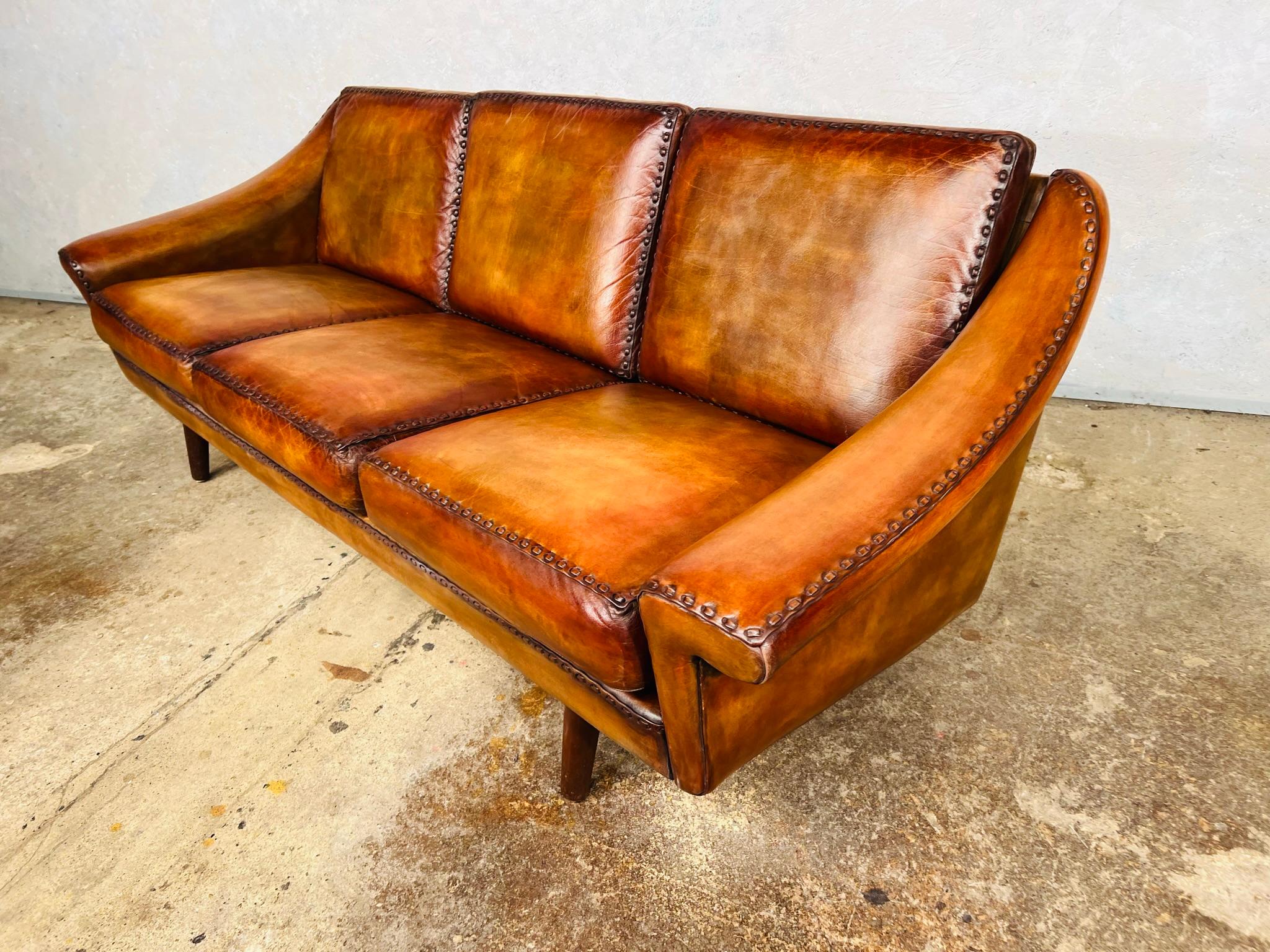 Matador Leather 3 Seater Sofa by Aage Christiansen for Eran 1960s #642 For Sale 3