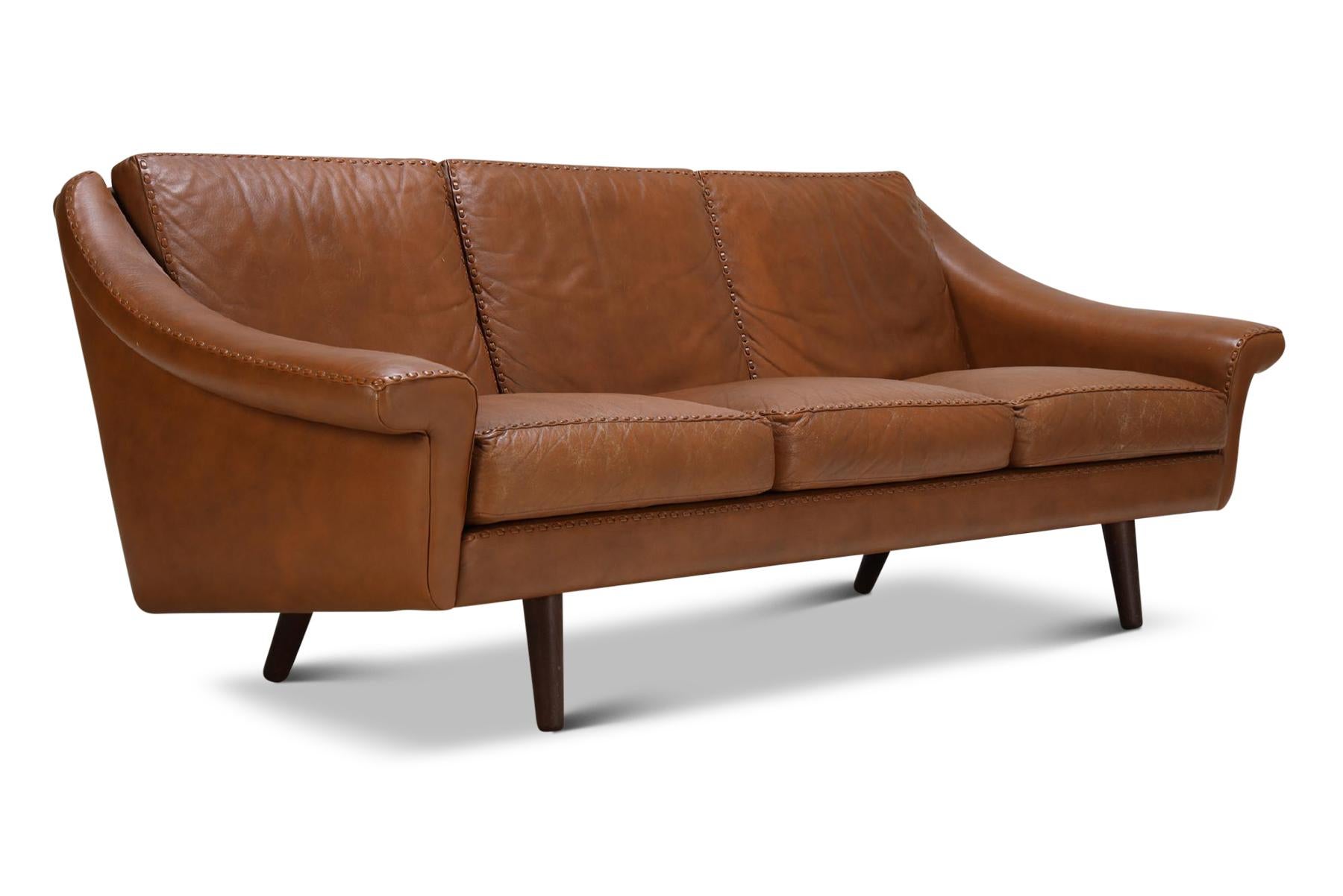 Danish Matador Leather Three Seat Sofa by Aage Christiansen