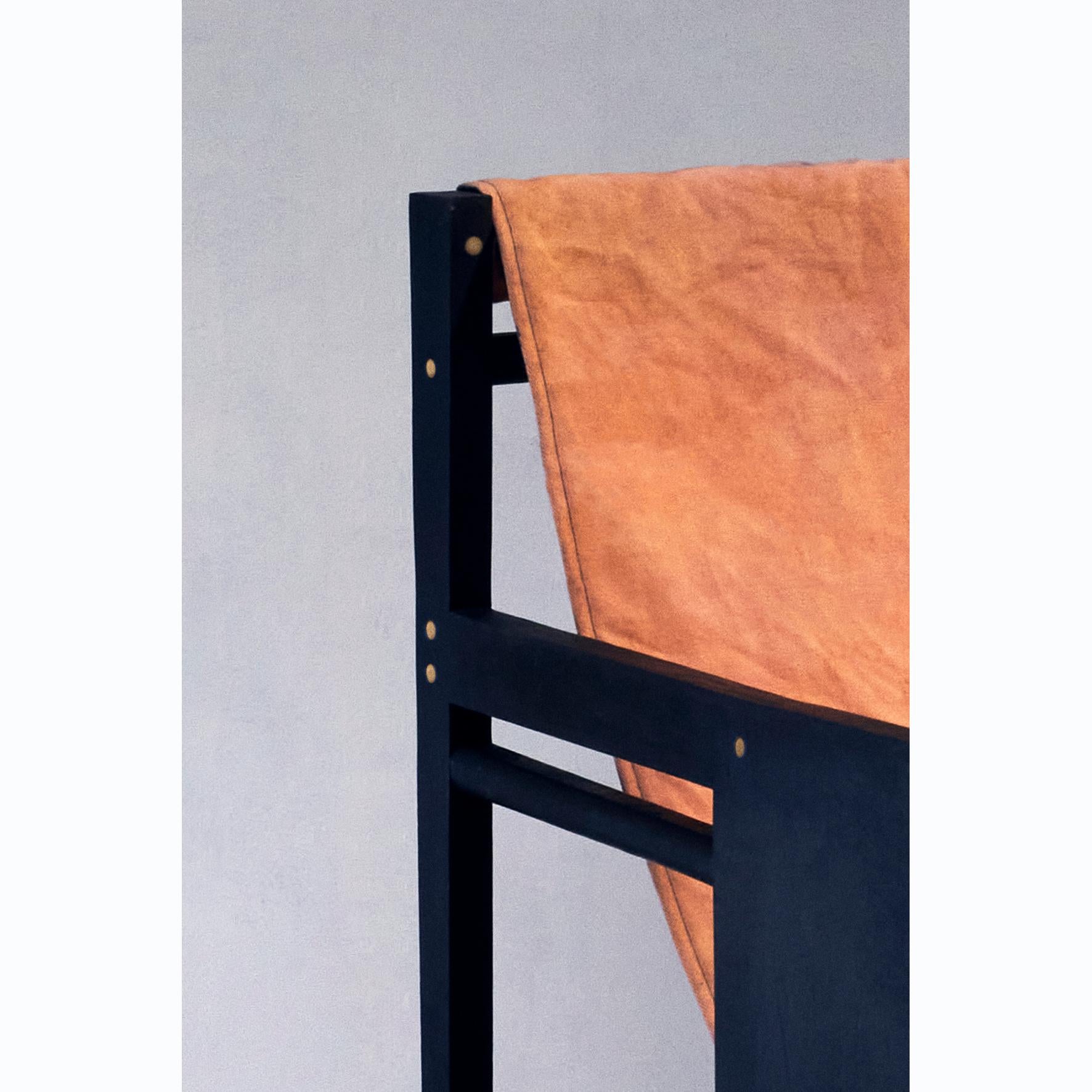 French Matang Chair, a Dyed Wood and Cotton Armchair, by Matang and Natasha Sumant For Sale