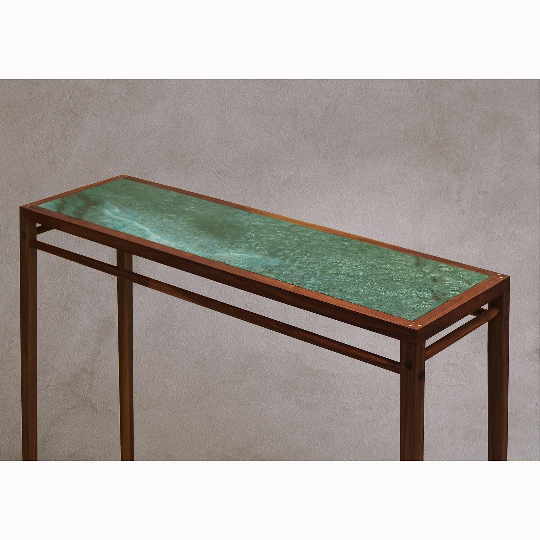 Moderne Console Ganga de Matang, bois rectangulaire et table en marbre en vente