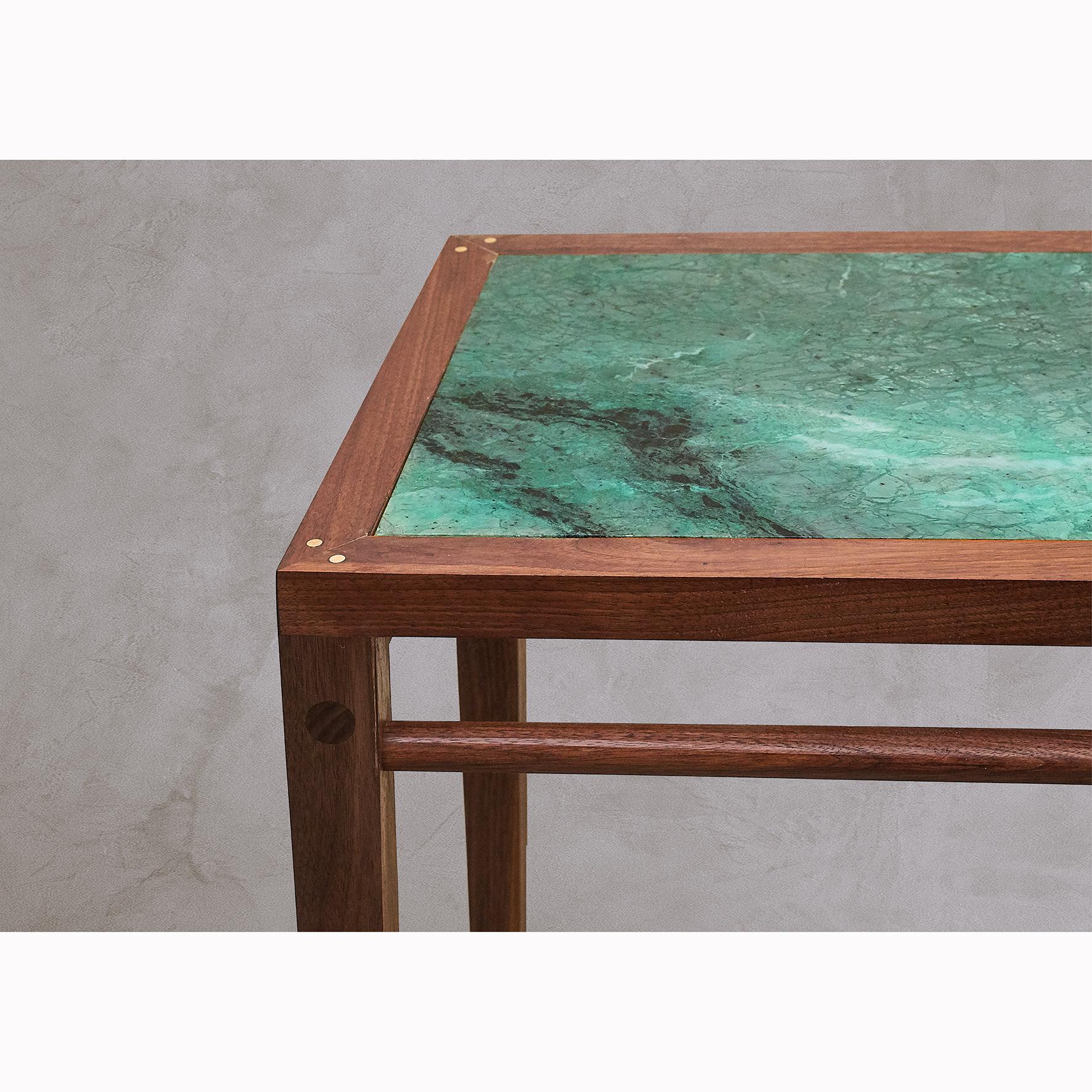 Modern Matang, Ganga Console, Rectangular Wood and Marble Table For Sale