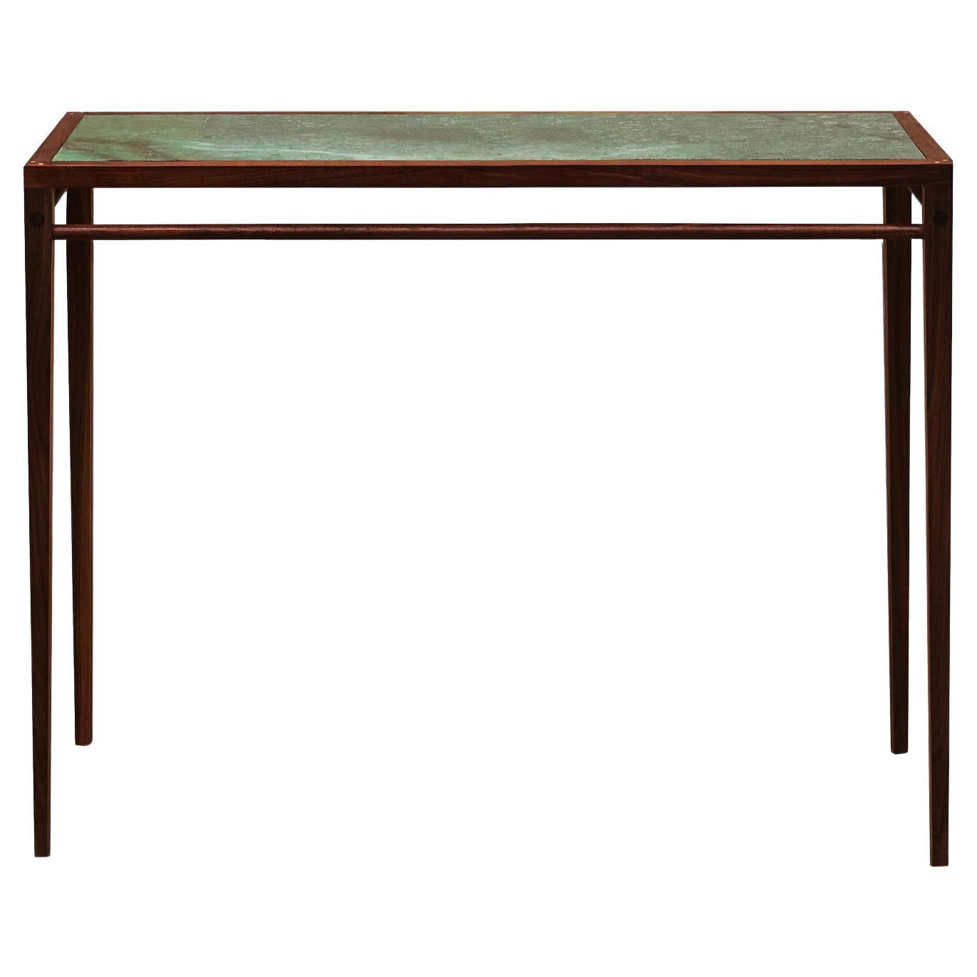 Matang, Ganga Console, Rectangular Wood and Marble Table For Sale