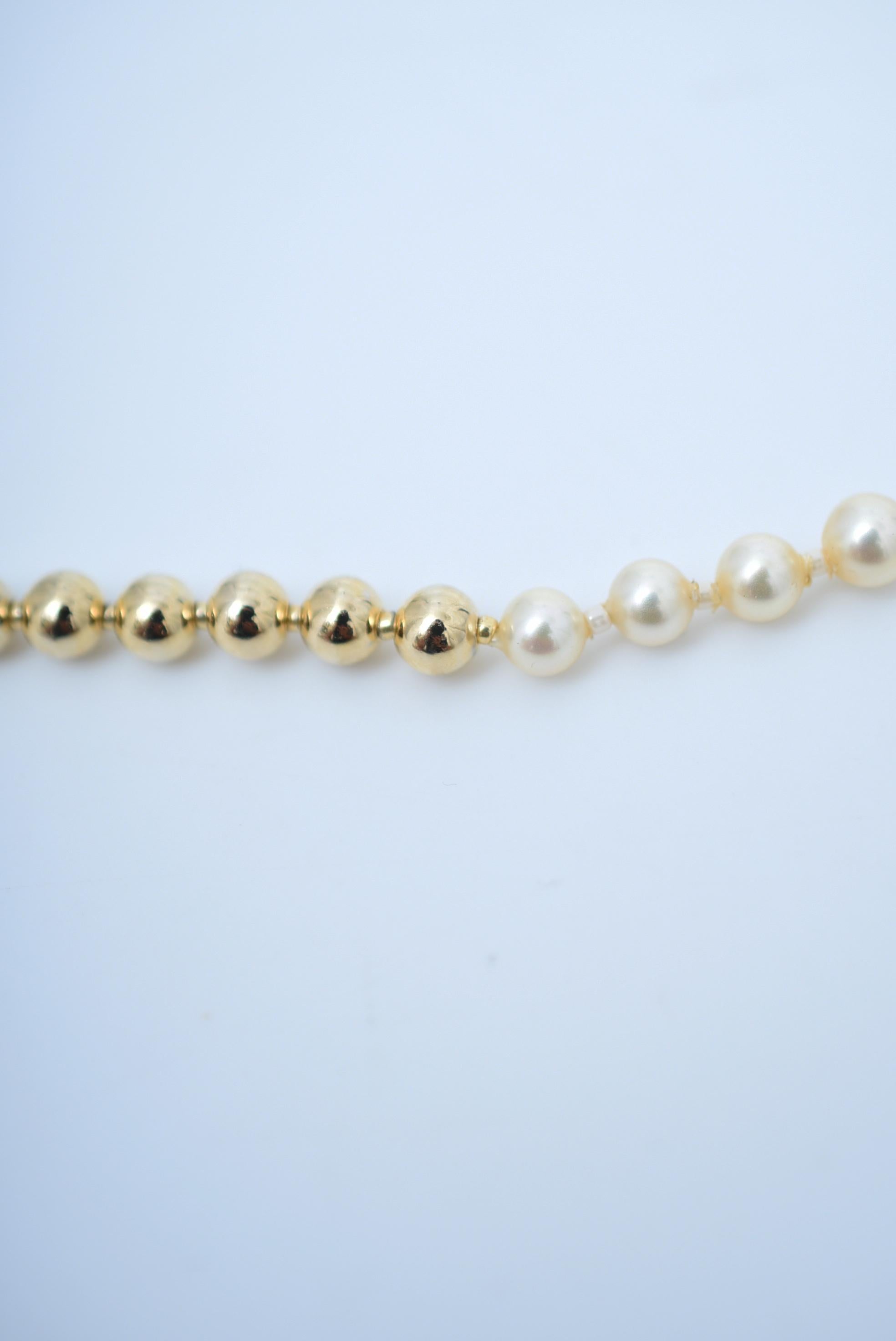 Artisan matataki pearl necklace(GOLD) / vintage jewelry , 1970's vintage parl For Sale