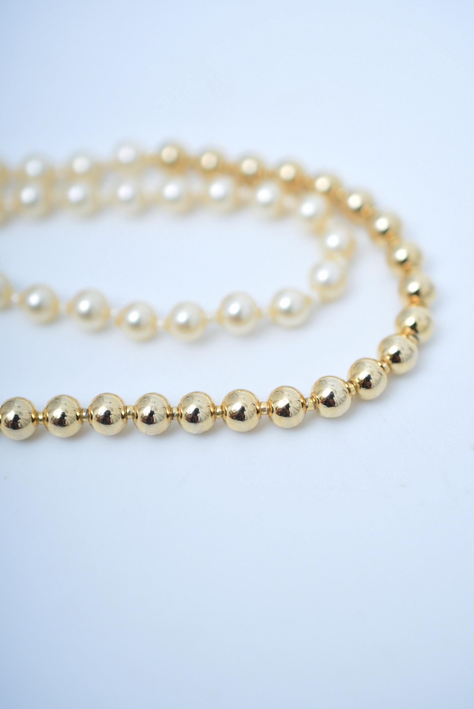 Rose Cut matataki pearl necklace(GOLD) / vintage jewelry , 1970's vintage parl For Sale