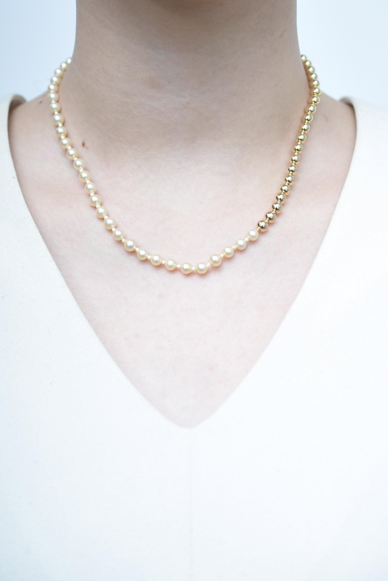 matataki pearl necklace(GOLD) / vintage jewelry , 1970's vintage parl For Sale 1