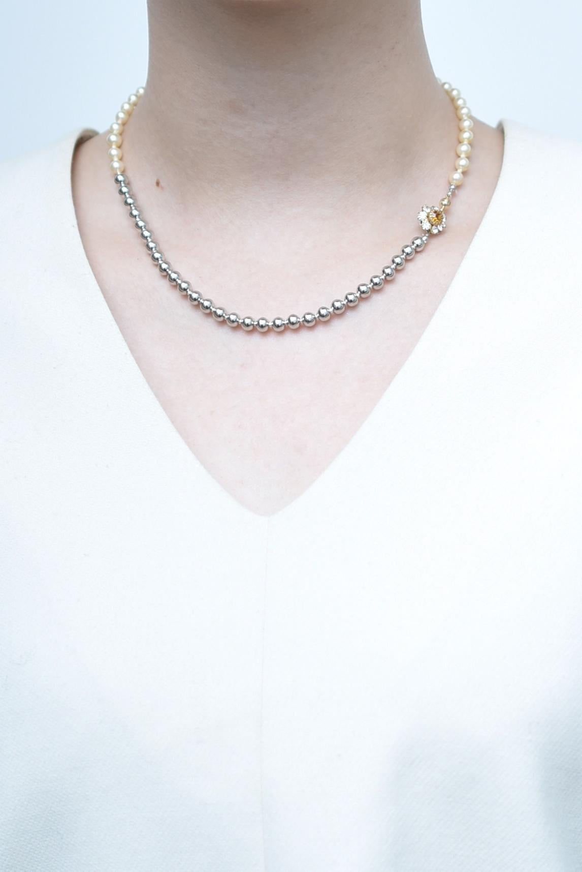 matataki pearl necklace(SILVER) / vintage jewelry , 1970's vintage parl For Sale 3