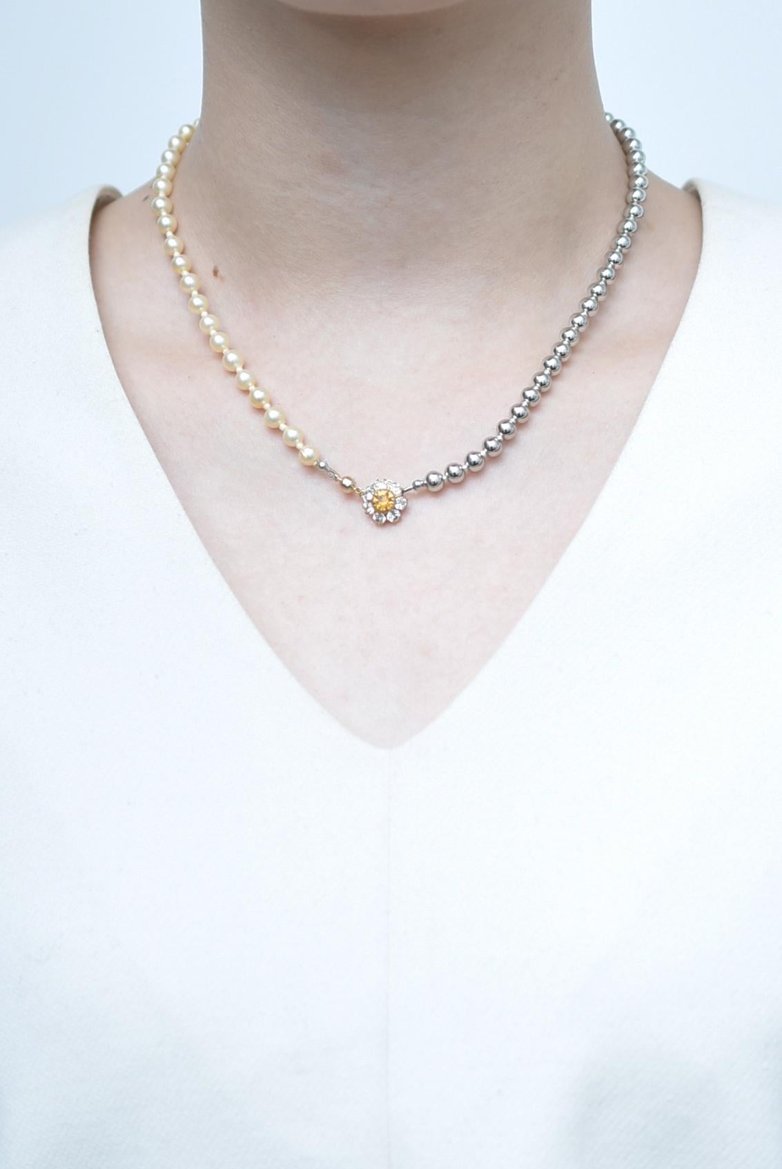 matataki pearl necklace(SILVER) / vintage jewelry , 1970's vintage parl For Sale 4