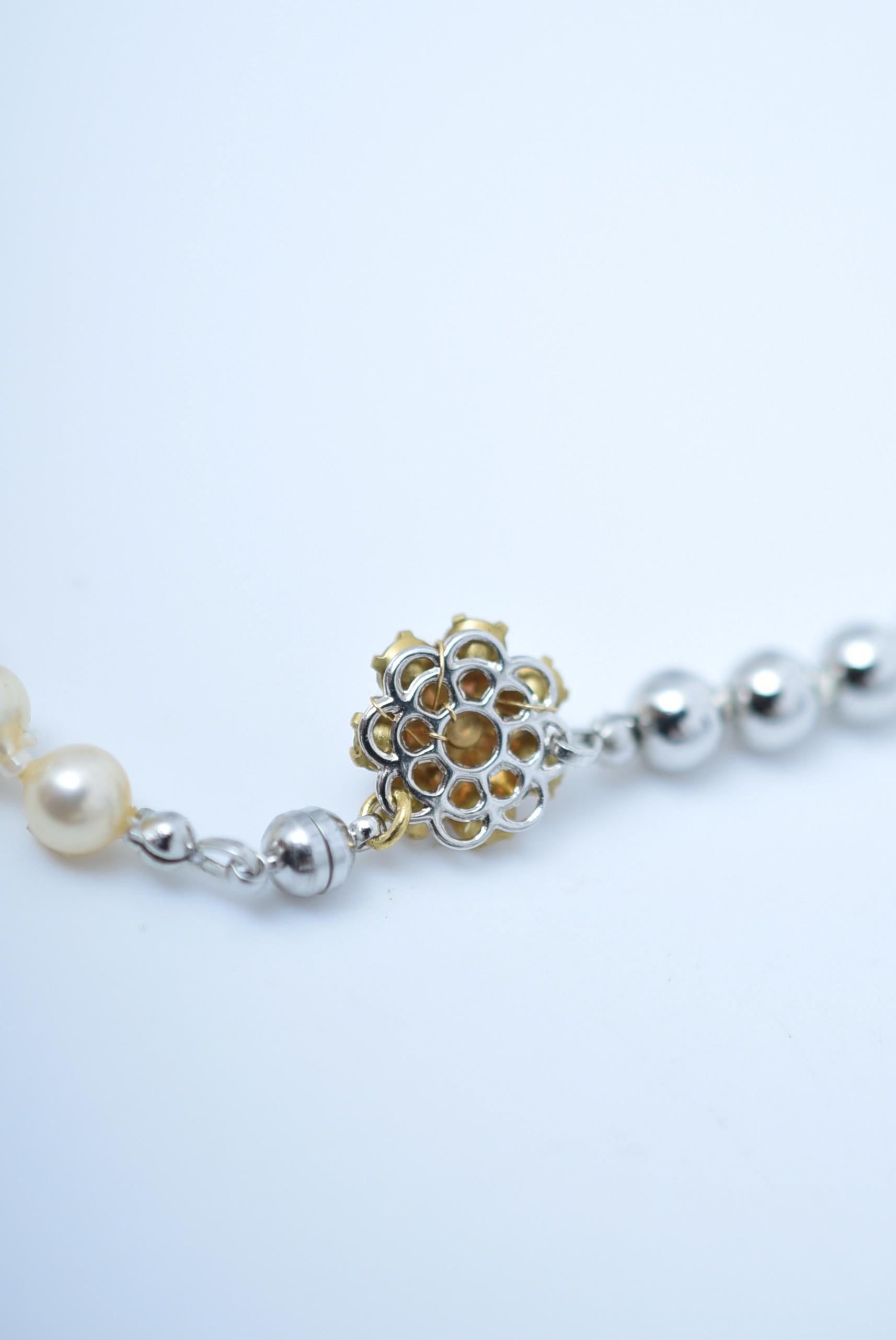 Artisan matataki pearl necklace(SILVER) / vintage jewelry , 1970's vintage parl For Sale