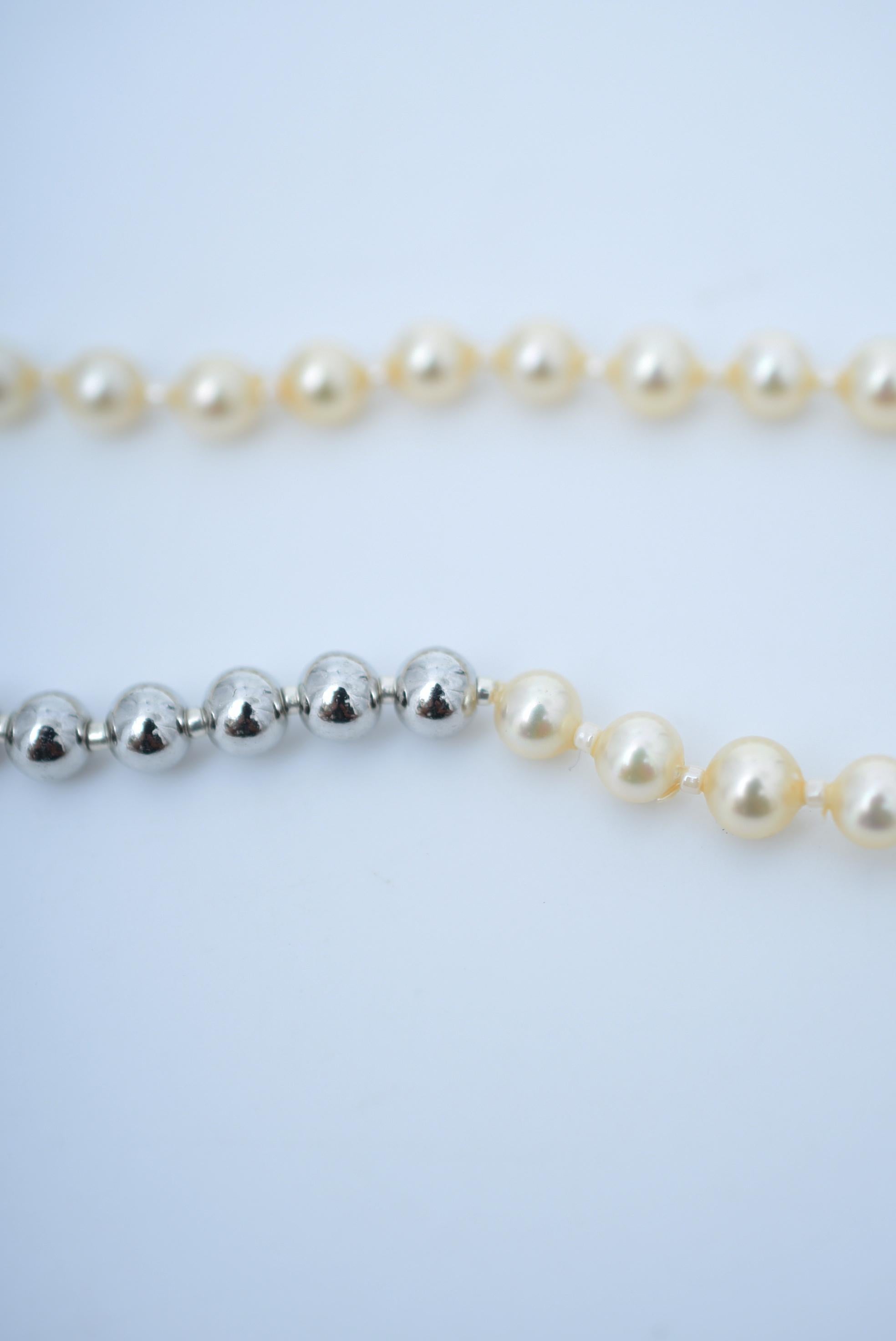 matataki pearl necklace(SILVER) / vintage jewelry , 1970's vintage parl In New Condition For Sale In Sammu shi, JP