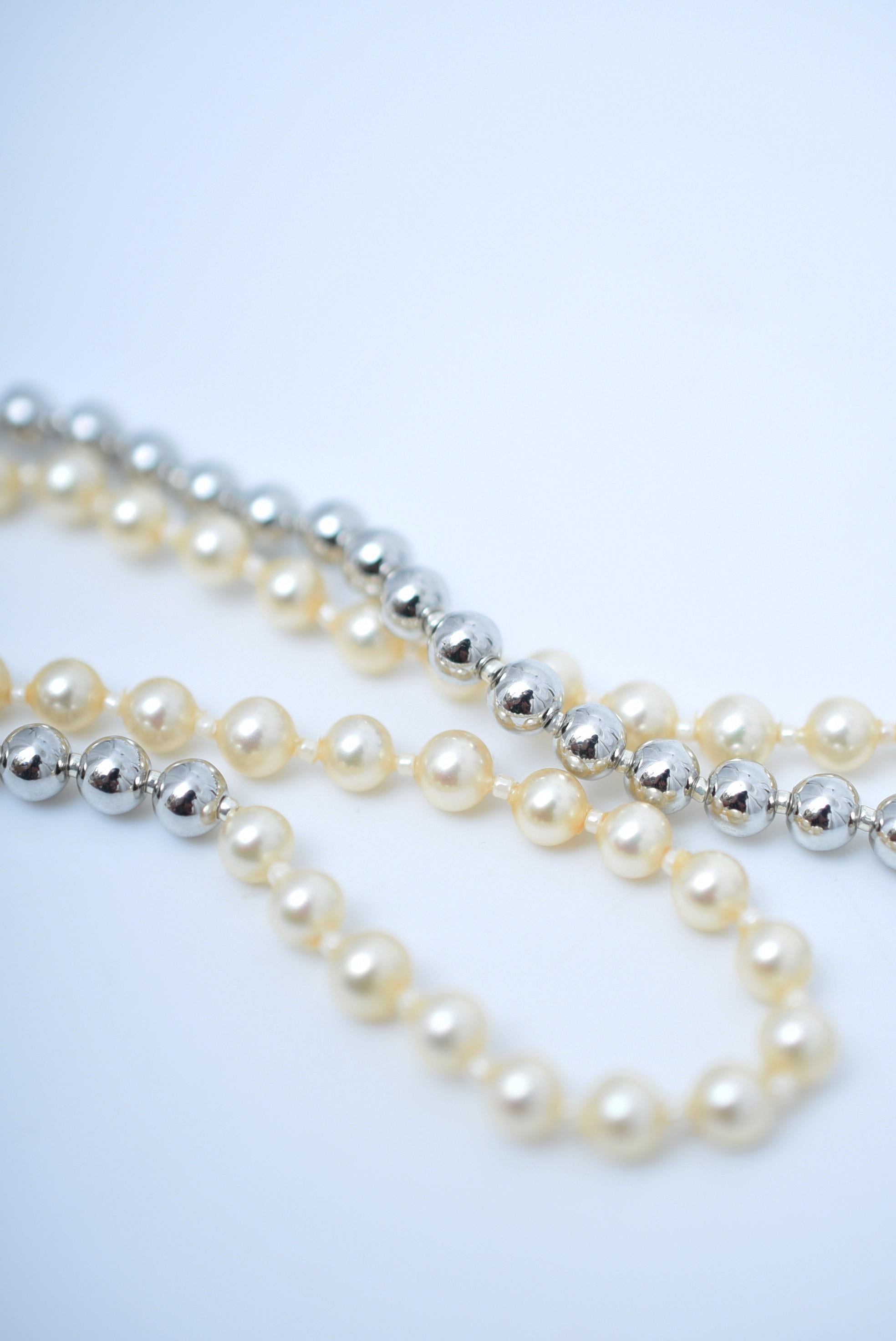 matataki pearl necklace(SILVER) / vintage jewelry , 1970's vintage parl For Sale 1