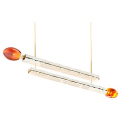 Match Double Pendant Lamp by Sabrina Landini, Silvered Glass & Brass Made Italy