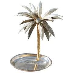 Match Holder with Metal Palm Tree Italian Design 1970 Silver Plate