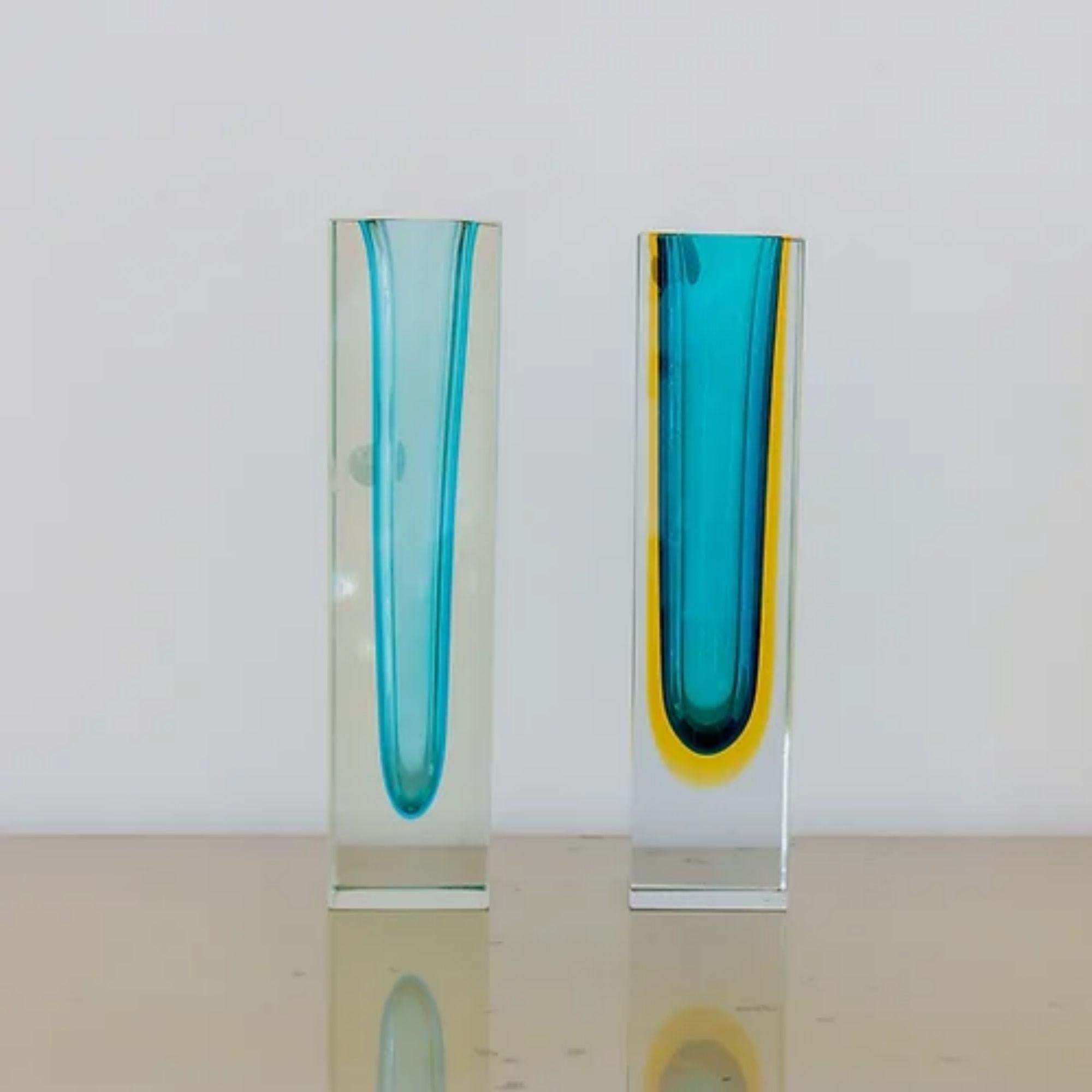 20th Century Match Pair of Heavy Murano Glass Vases