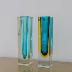 Match Pair of Heavy Murano Glass Vases