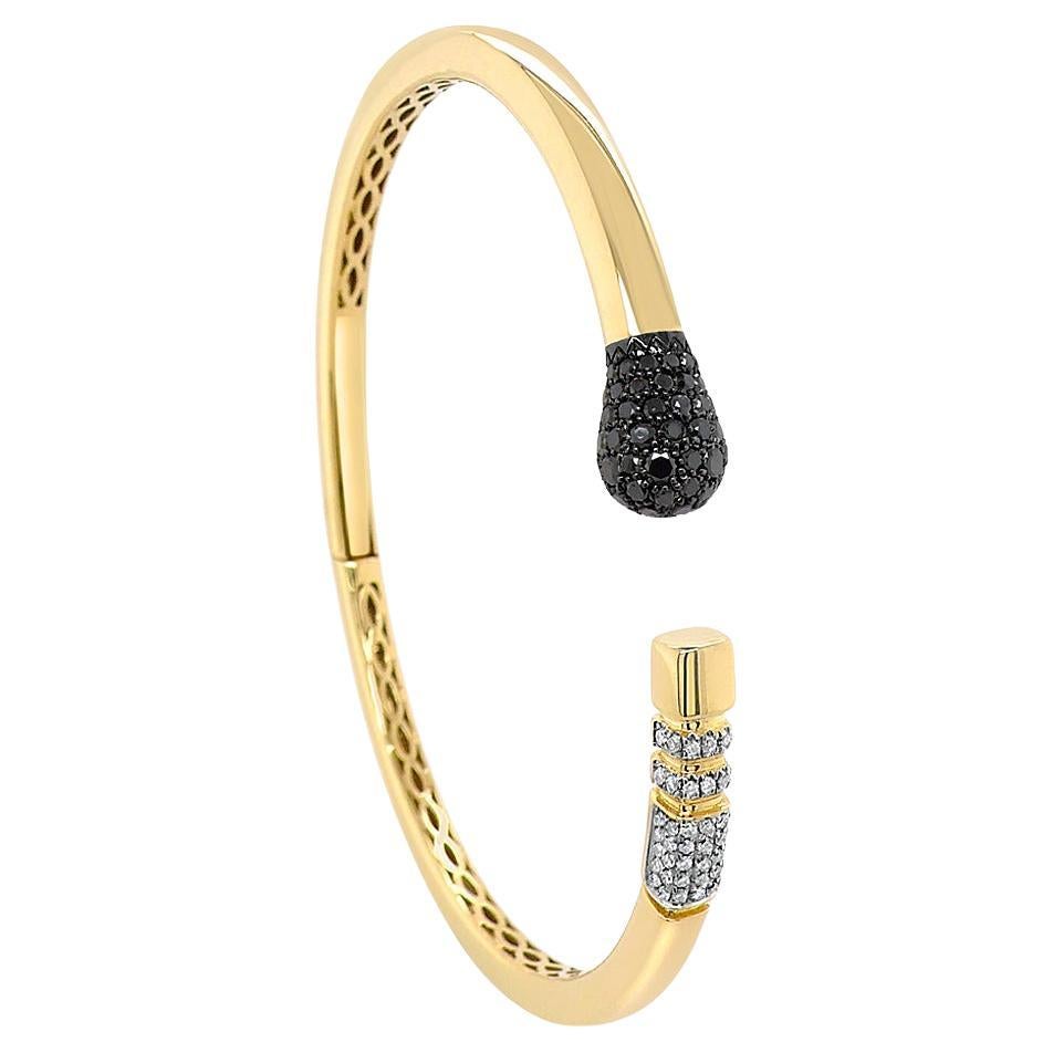 Bracciale Match Pencil Objects in oro giallo 18 carati con diamanti bianchi e neri in vendita