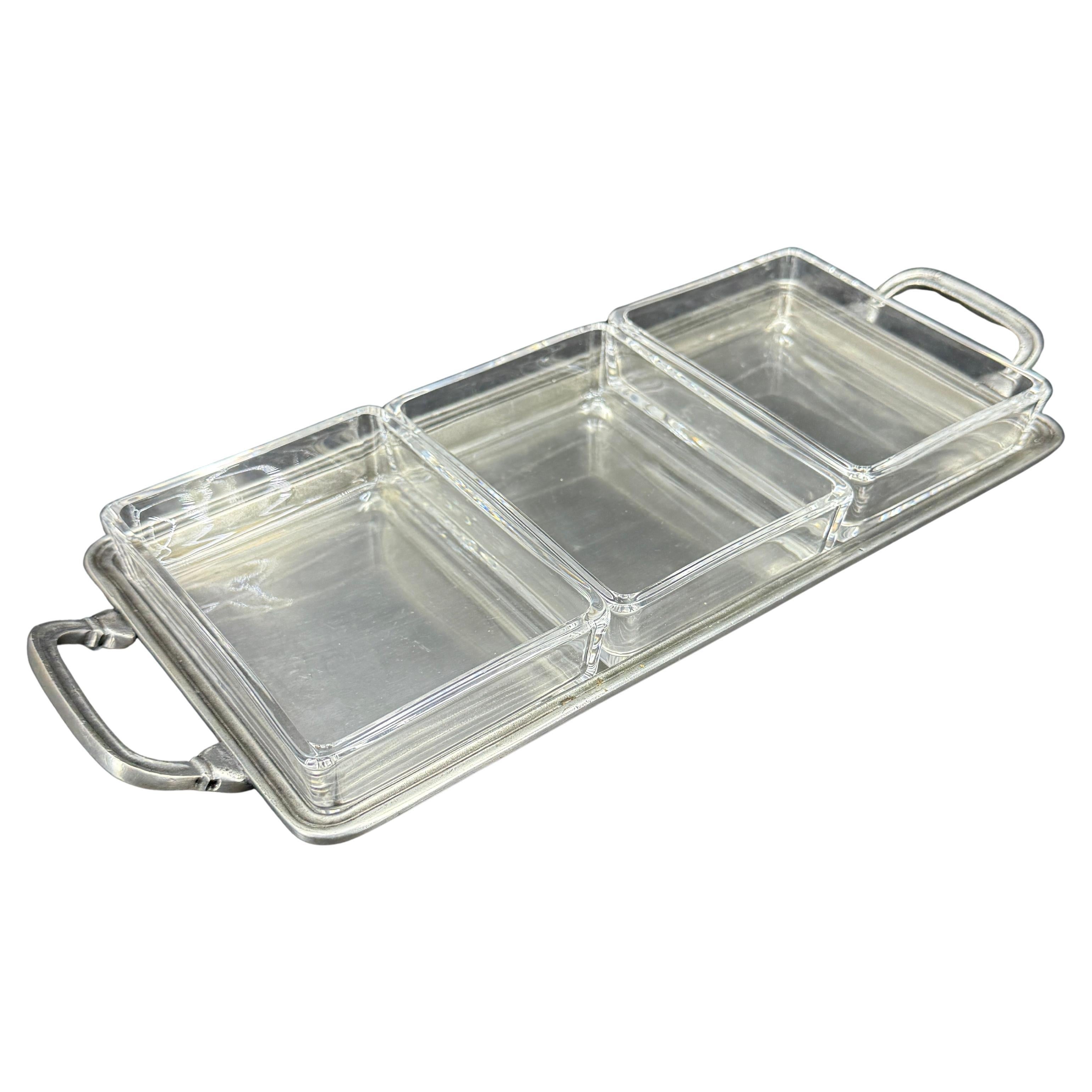 MATCH Rechteckiges Serviertablett für Crudité-Bars aus Zinn, Italien im Angebot