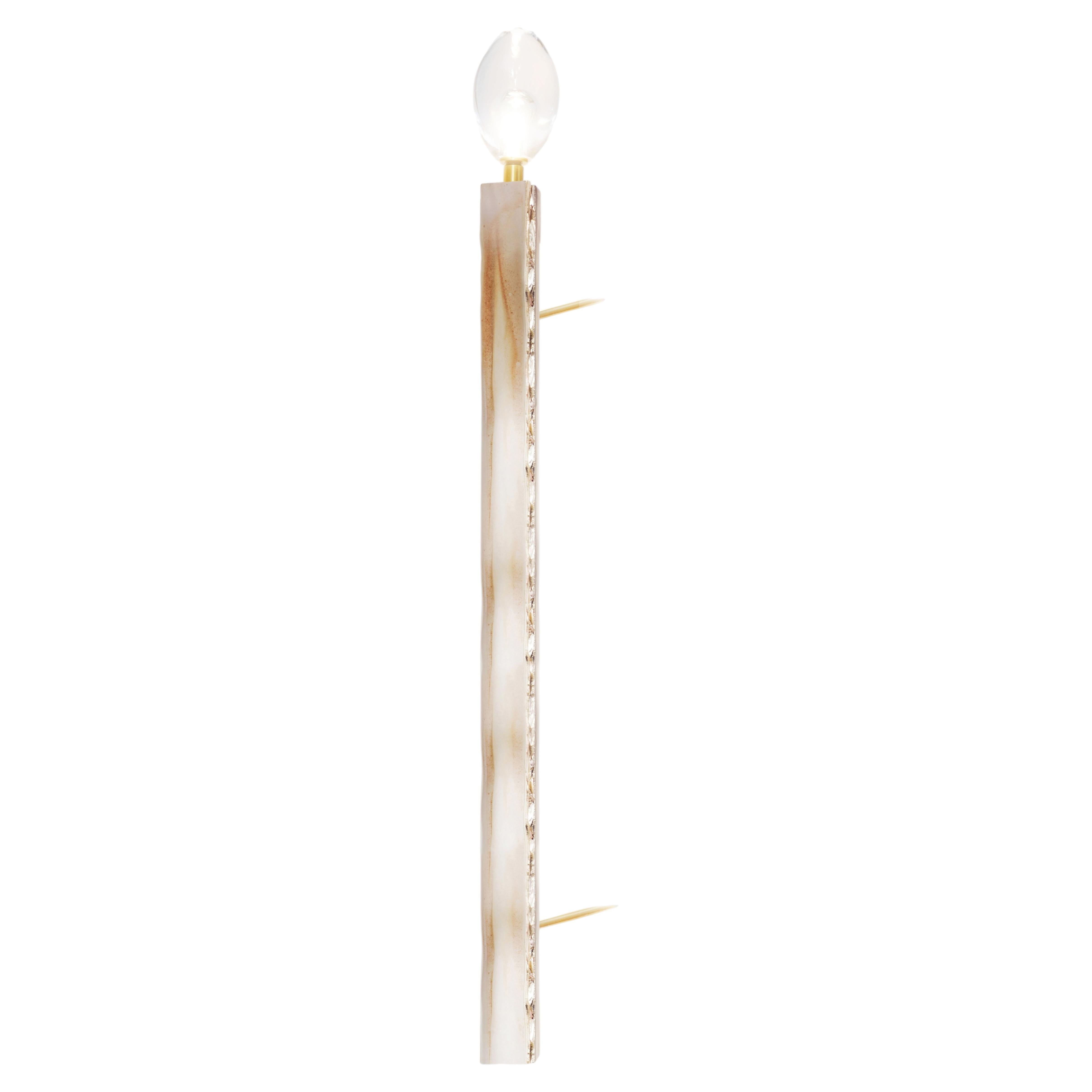Match Wall Sconce by Sabrina Landini, Silvered Glass & Brass Hand Made in Italy For Sale