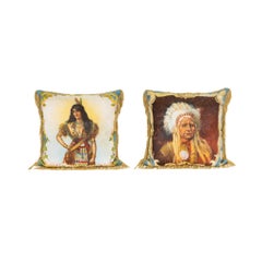 Used Matched Folk Art Indian Pair Pillows