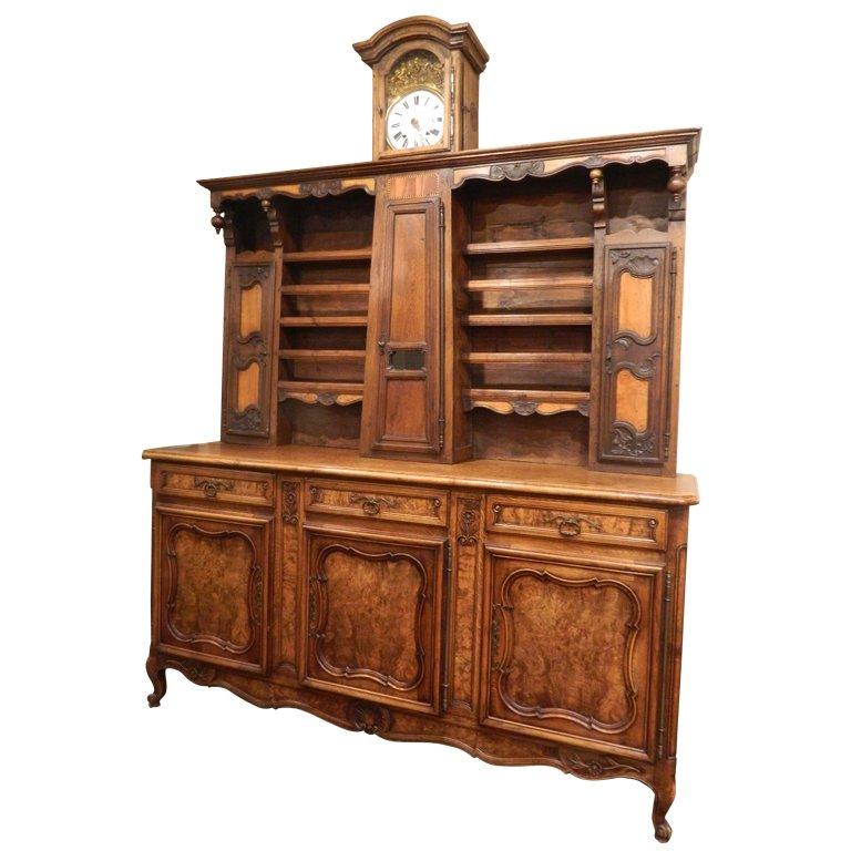 Matched French Vaisellier or Buffet with a Long Case Clock, 19th/20th Century