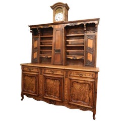 Antique Matched French Vaisellier or Buffet with a Long Case Clock, 19th/20th Century