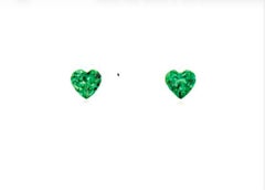 Matched Heart-Shaped Colombian Emerald Pair, No Oil, Gübelin Certified