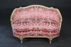 Matched Pair Antique White Painted French Louis XV Settees Sofas circa 1940