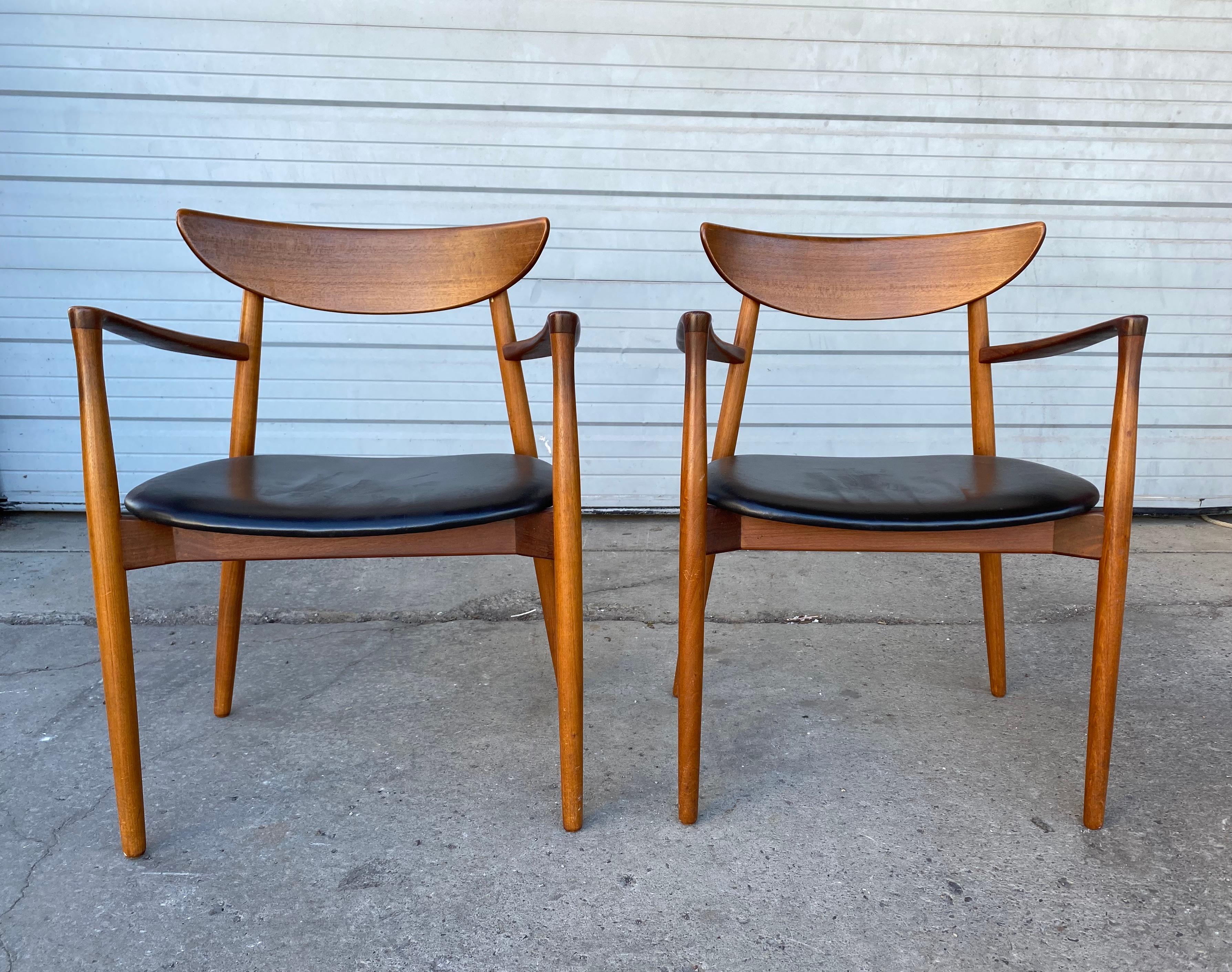 Leather Matched Pair of Armchairs by Harry Østergaard, Denmark, Early 1960s For Sale