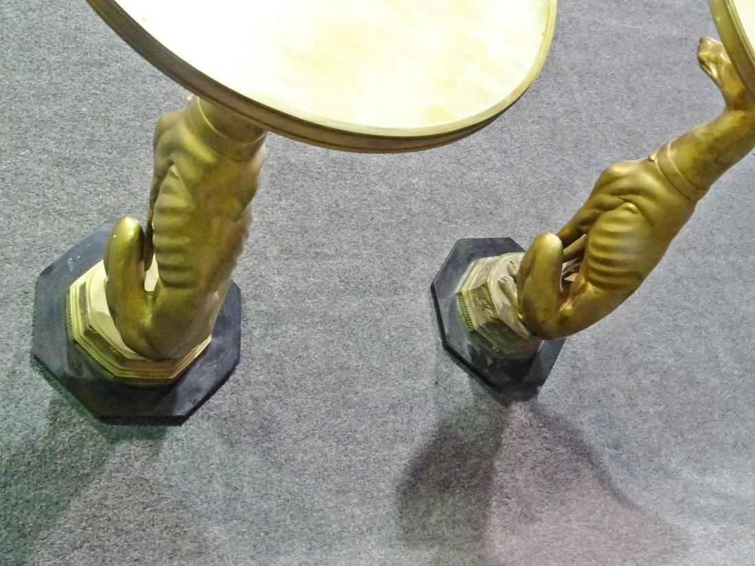 Matched Pair Brass and Alabaster French Greyhound Whippet Side Tables circa 1940 1