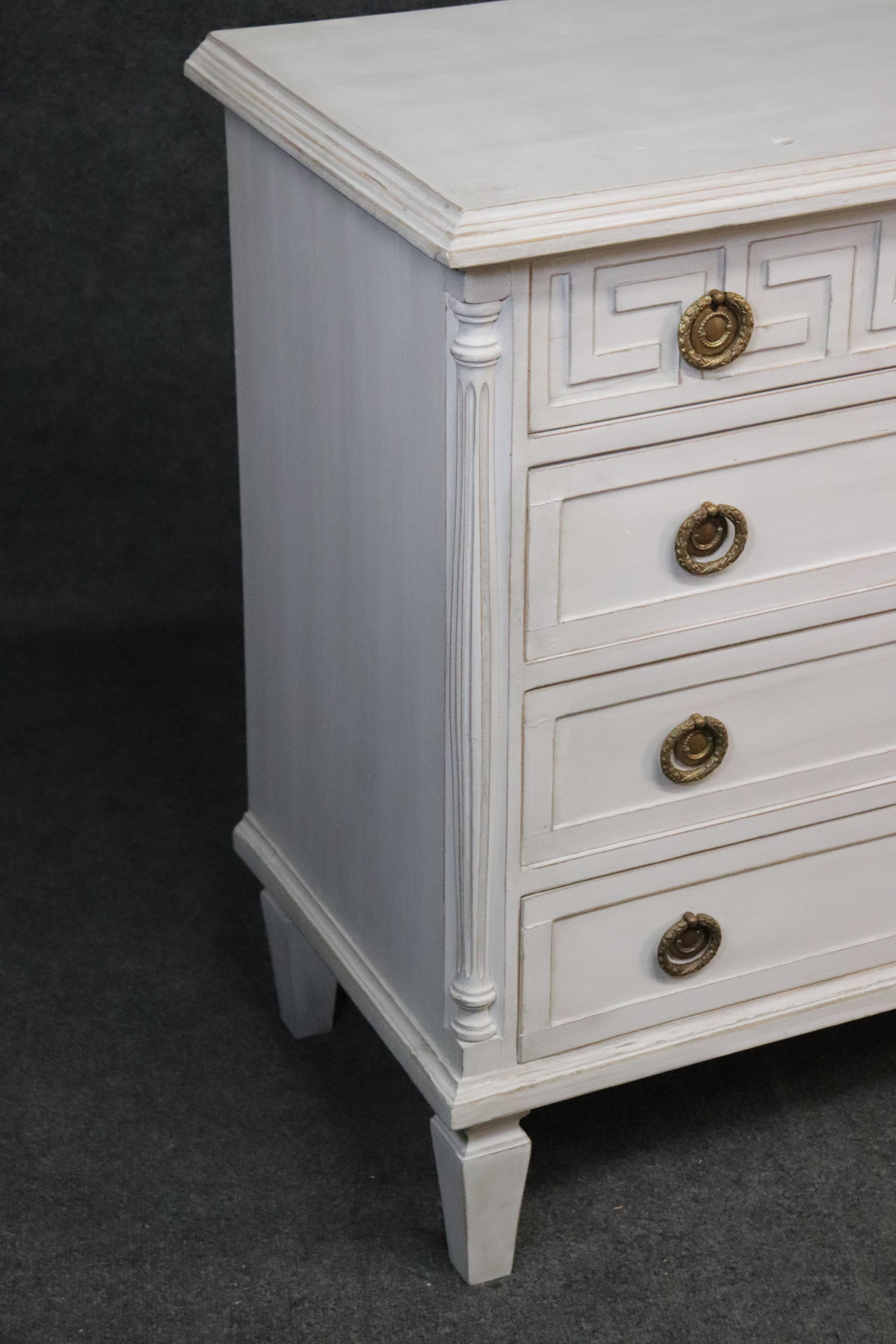 Matched Pair Custom-Made Gustavian Swedish Distressed Painted Commodes Dressers 2