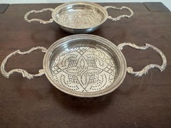 Matched Pair George III Sterling Silver Lemon Strainers, David Hennell, London