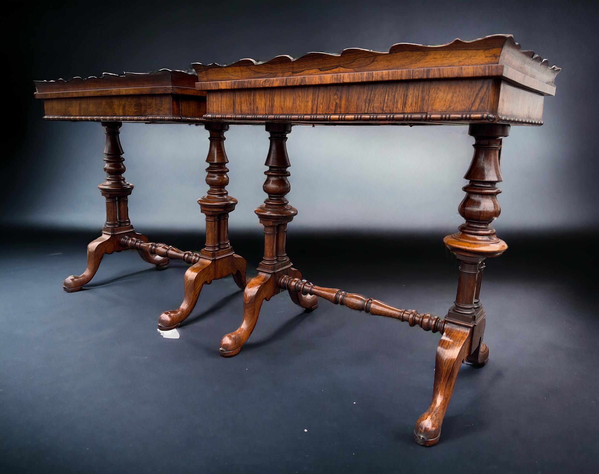 Hand-Carved Matched pair Gillows work- occasional tables. For Sale