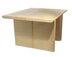 Matched Pair Hollywood Regency Grass Cloth Console Dining Tables after Springer