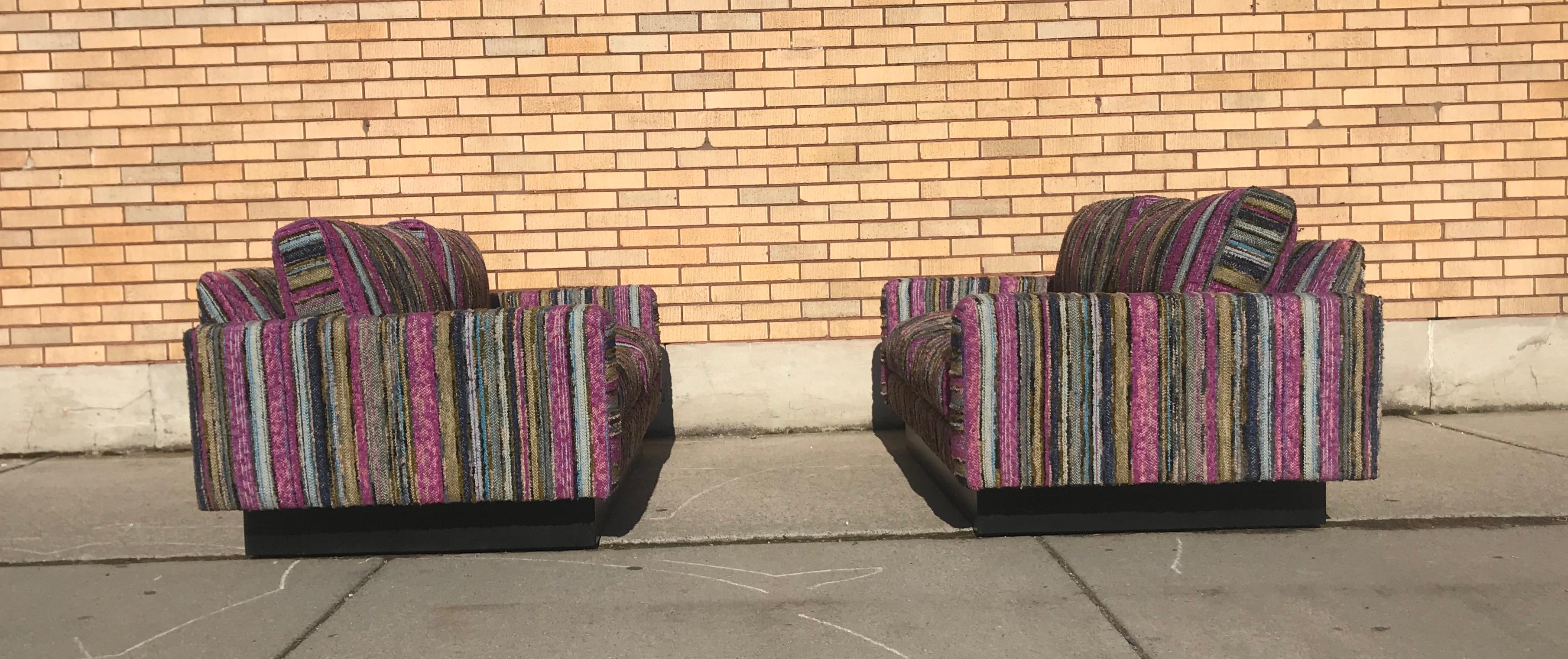 Mid-Century Modern Matched Pair Milo Baughman for Selig Setee's.Missoni Fabric