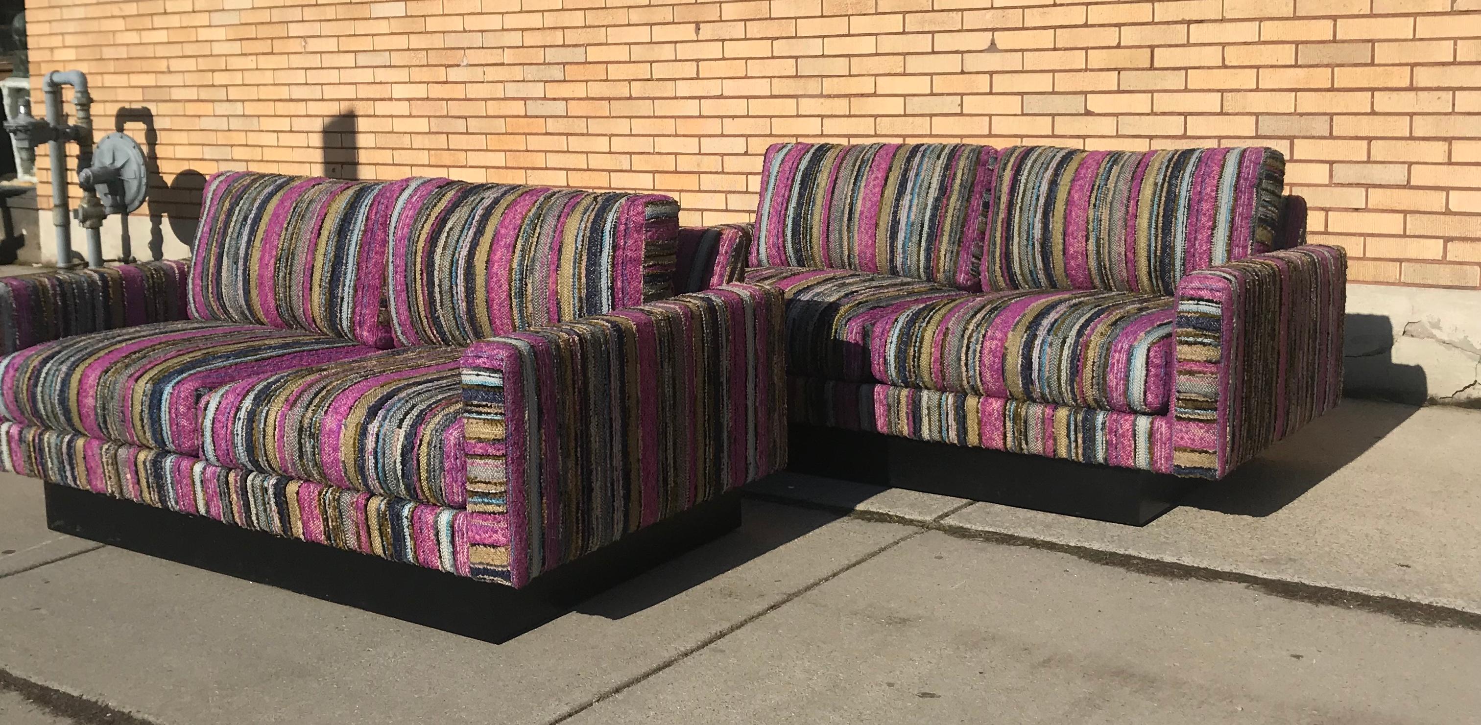 Matched Pair Milo Baughman for Selig Setee's.Missoni Fabric In Good Condition In Buffalo, NY
