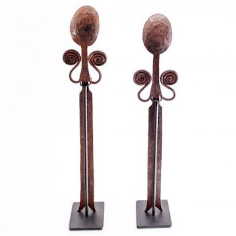 Nigerian Matched Pair of Mumuye Forged Iron Currencies / Spoons For Sale