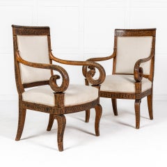 Matched Pair of 19th Century French Carved Wood Chairs