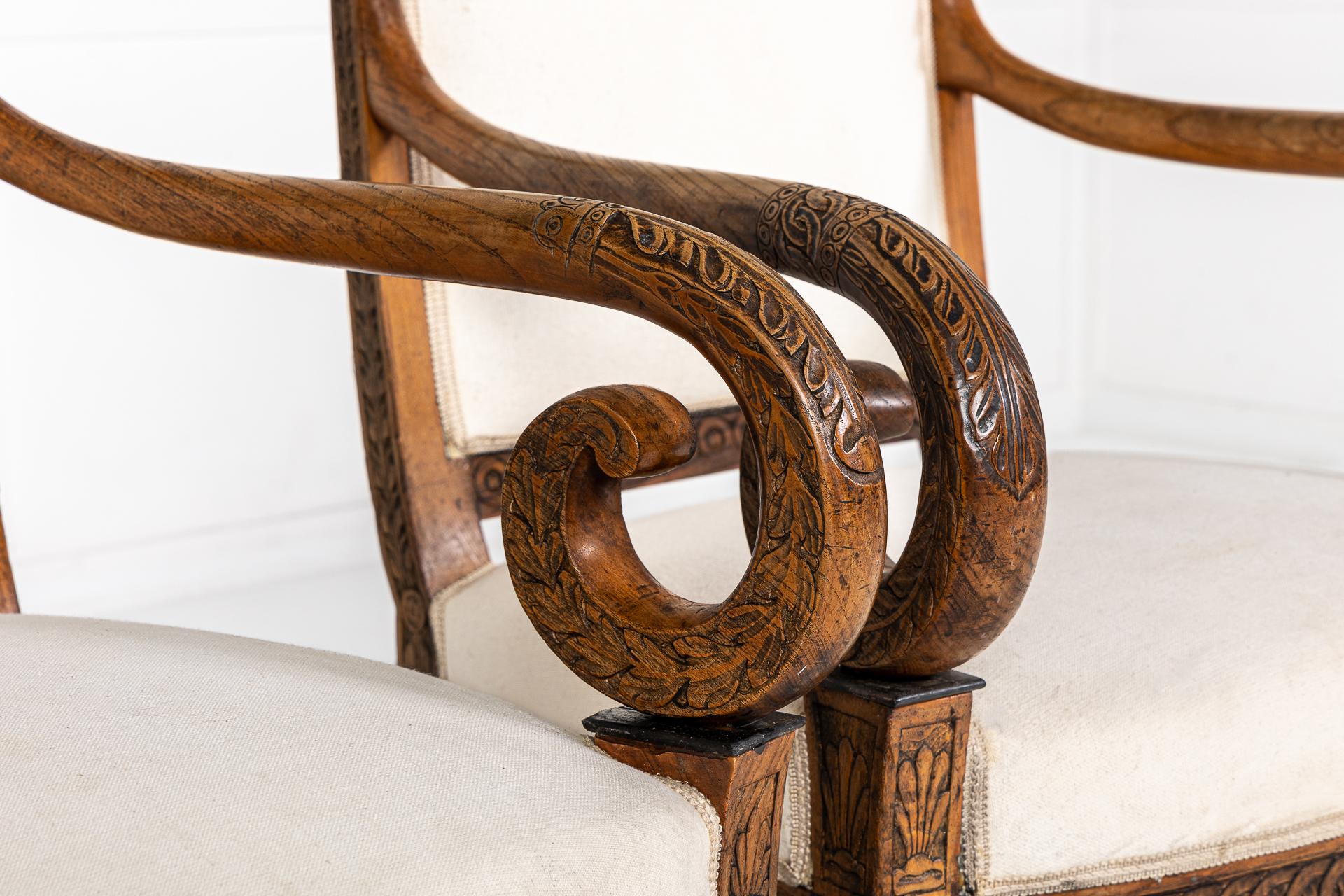 Matched Pair of 19th Century French Carved Wood Chairs In Good Condition For Sale In Gloucestershire, GB