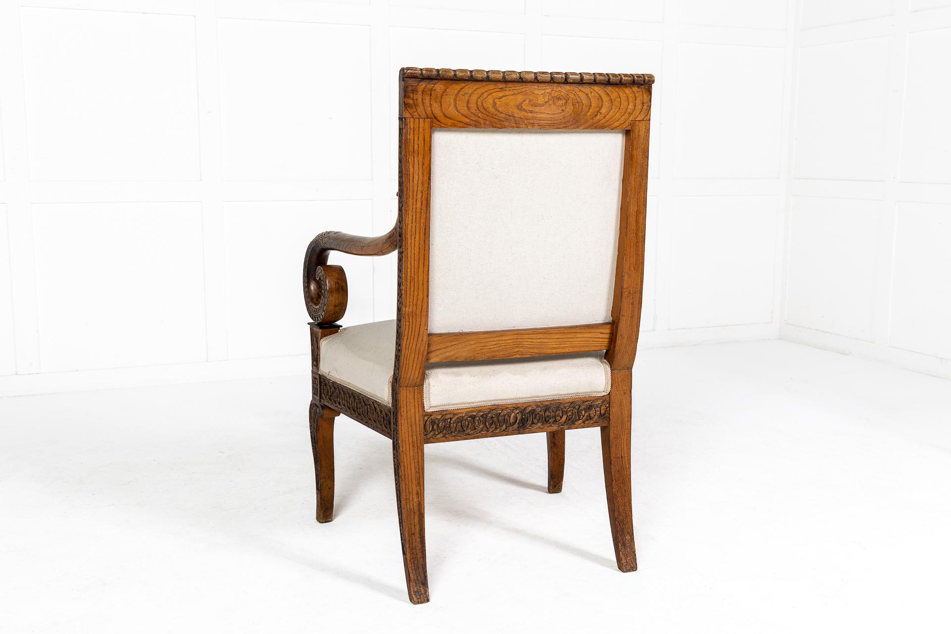 Matched Pair of 19th Century French Carved Wood Chairs For Sale 4