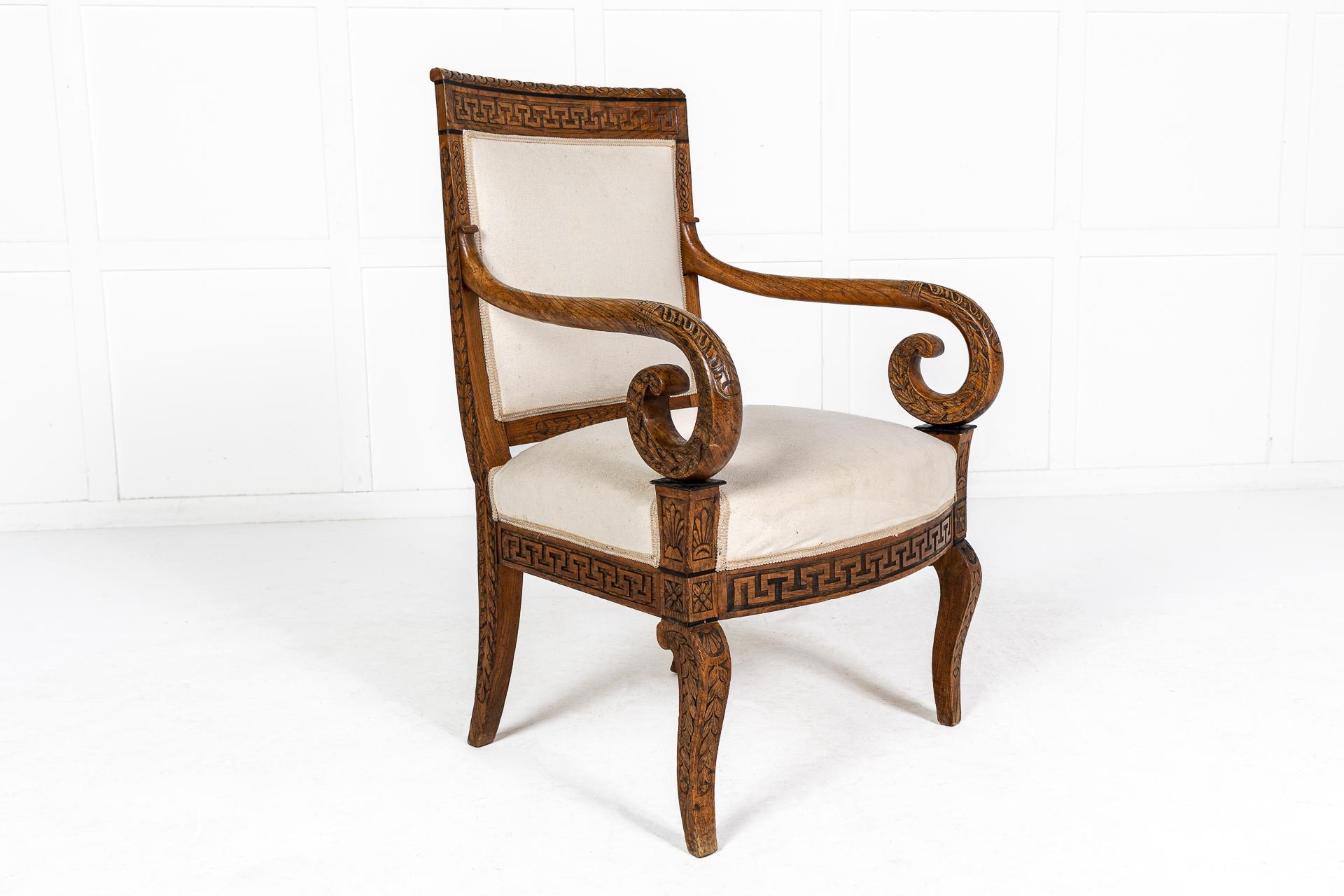 Matched Pair of 19th Century French Carved Wood Chairs For Sale 6