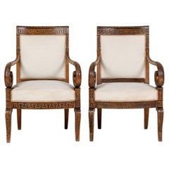 Matched Pair of 19th Century French Carved Wood Chairs
