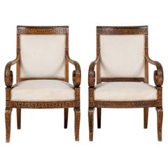 Matched Pair of 19th Century French Carved Wood Chairs