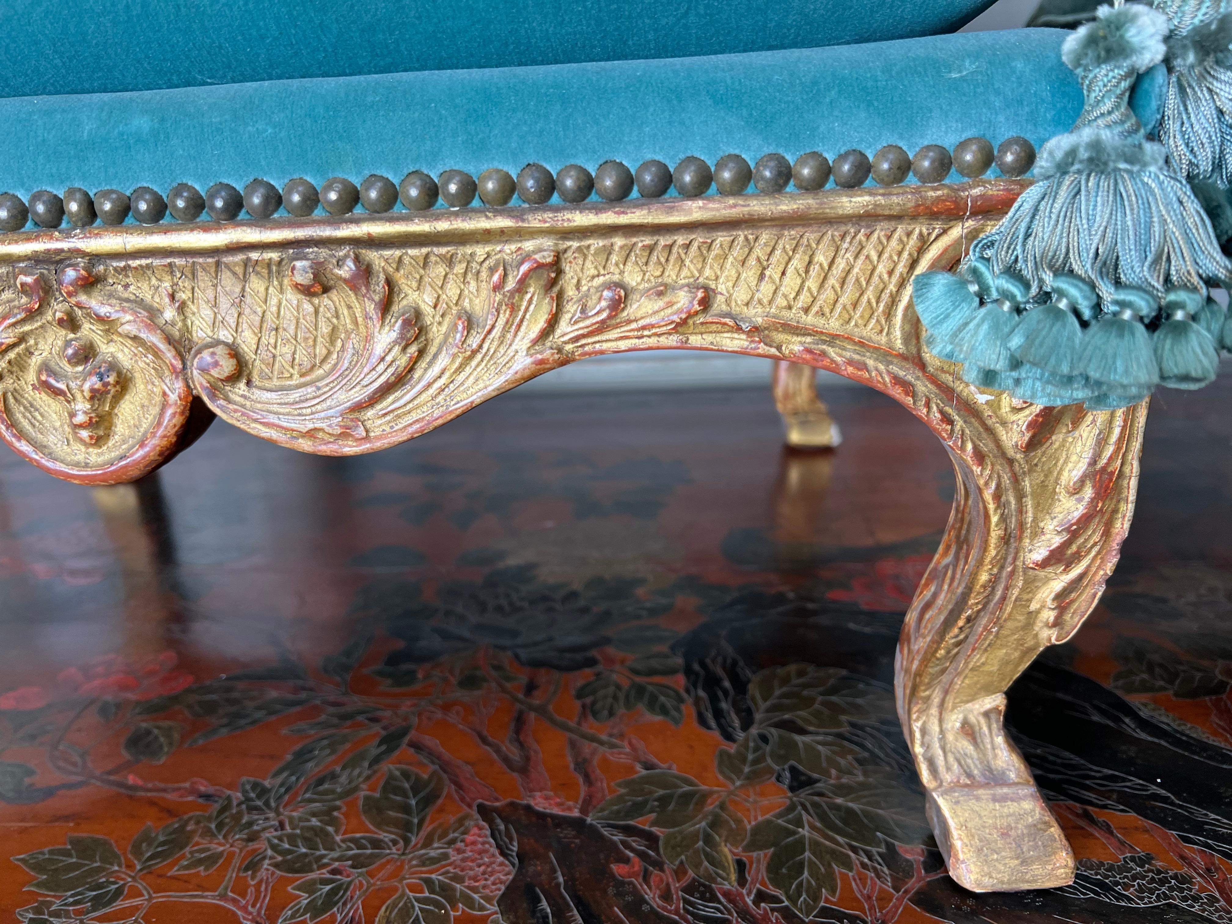 Matched Pair of 19th Century French Gilt Wood Louis XV Style Footstools In Good Condition In Dallas, TX