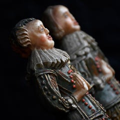 Matched pair of 19th century hand carved wax figures