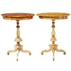 Matched Pair of 19th Century Swedish Birch Occasional Tables