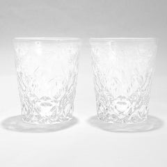 Matched Pair of Antique Etched & Cut Glass Whiskey Tumblers