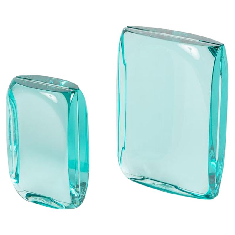 Matched Pair of Aquamarine Glass Picture Frames by Fontana Arte, Italy, 1950