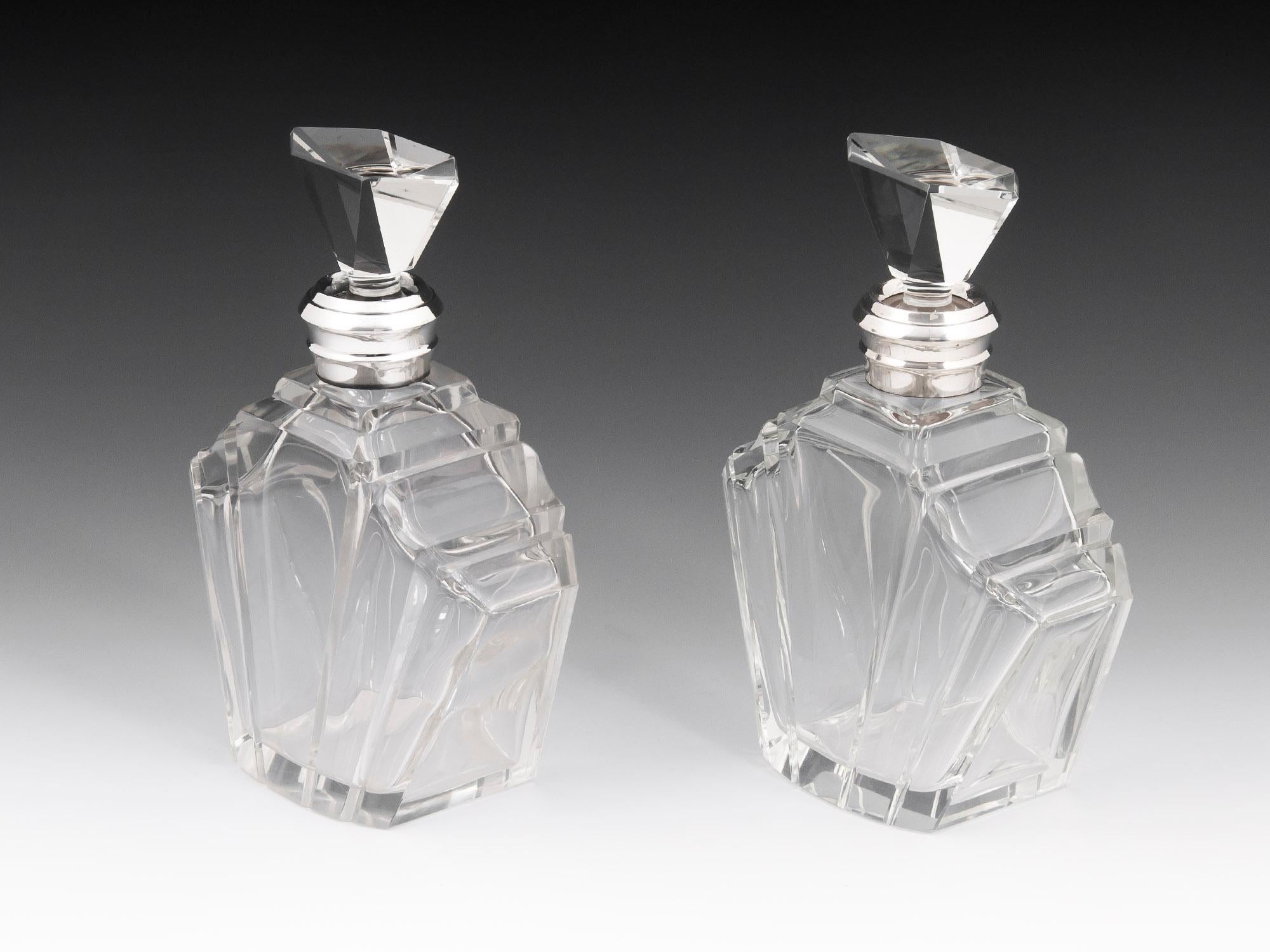 Matched Pair of Art Deco Silver Decanters In Good Condition In Northampton, GB