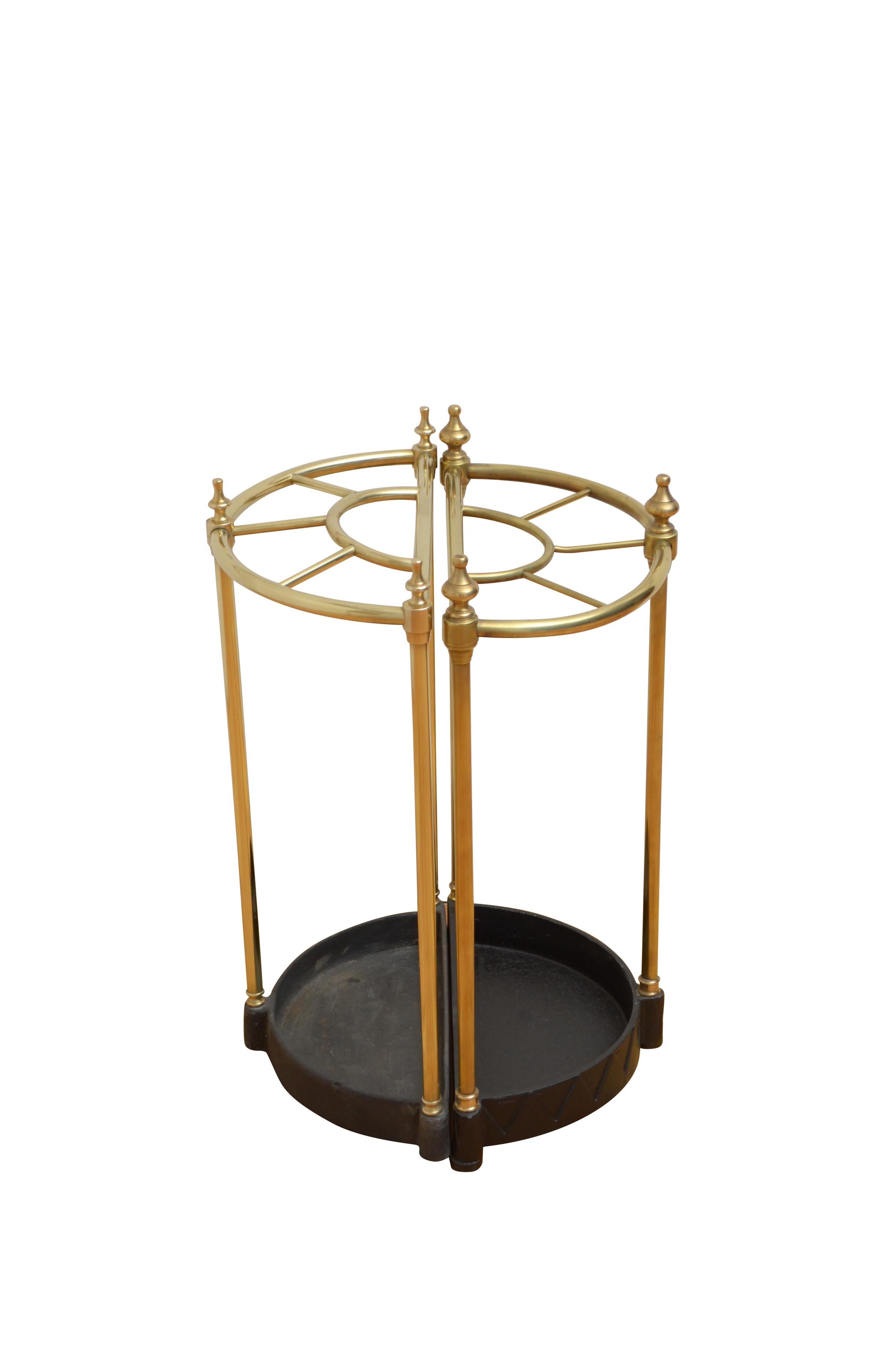 Matched Pair of Brass Umbrella Stands For Sale 10
